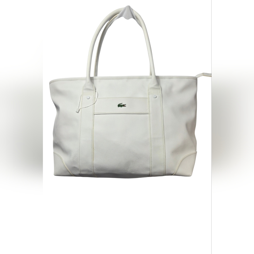 Lacoste Cream White Tote Bag Croc Logo